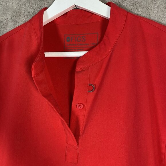 Figs Scrub Top Women's XXL Insiza Slim Mandarin Collar Top Classic Red - Picture 4 of 13